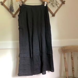 Flax Linen Charcoal Navy Skirt